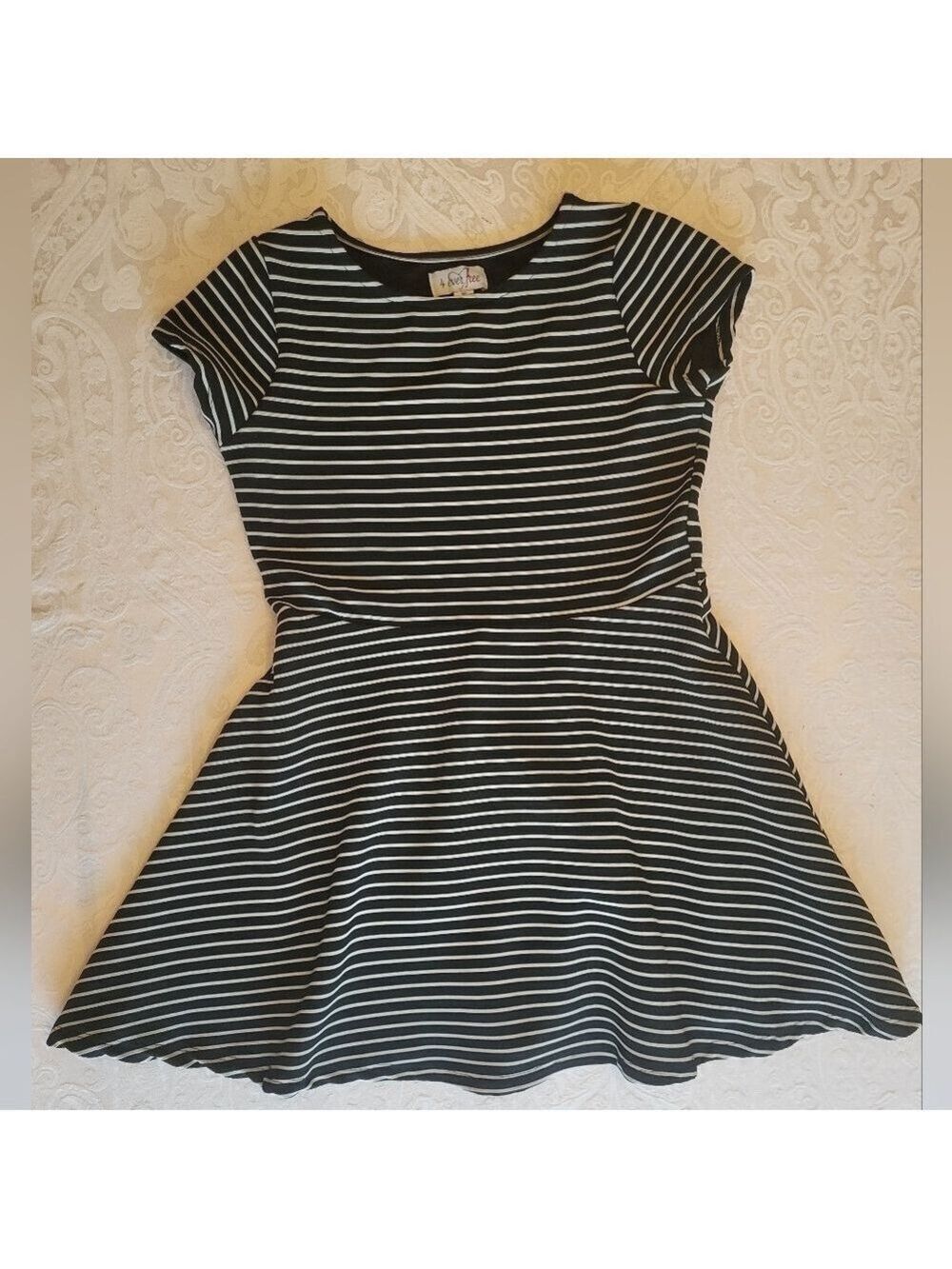 4 Ever Free Black and White Striped Dress, Size 16